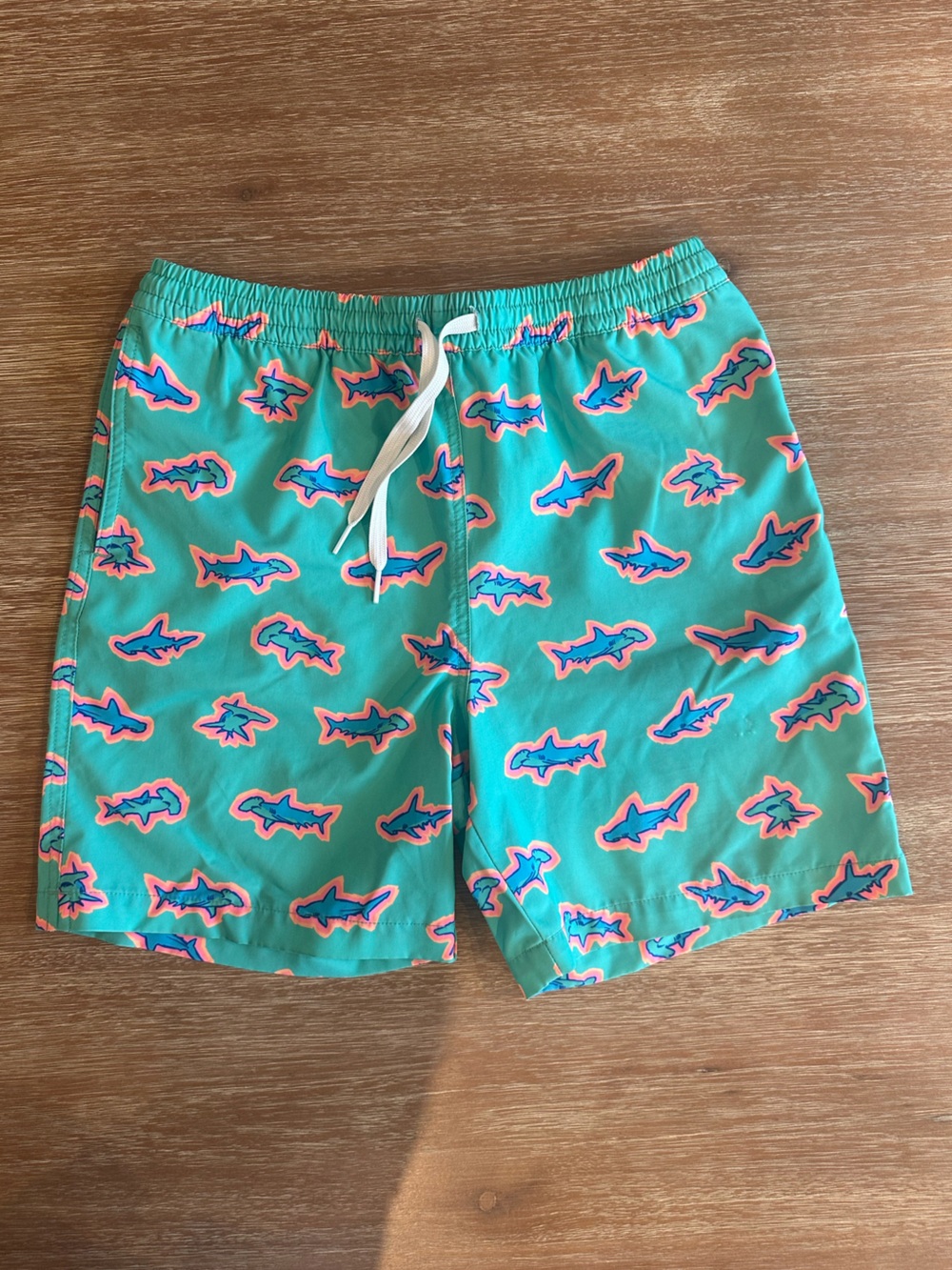 Chubbies Boys’ Teal Shark Print Swim Trunks